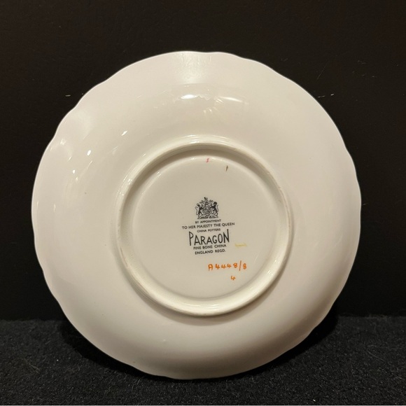 PARAGON Saucer with Floral Rose Center with Cobalt and Gold Trim, saucer only - Picture 6 of 9